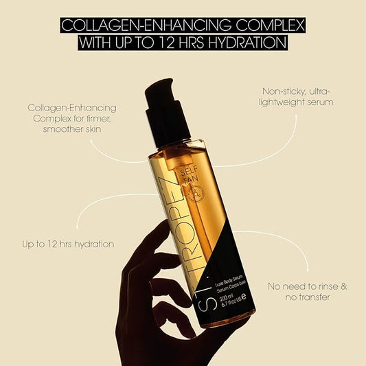 St.Tropez Luxe Body Serum,5-in-1 Collagen Enhancing Self Tan,Niacinamide,Hyaluronic Acid,Vitamin C & E,Vegan,Natural & Cruelty Free,6.7 Fl Oz