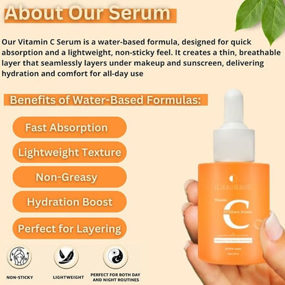 Vitamin C 15% Brightening Serum – Anti-Aging Treatment with Niacinamide, Vitamin E, and Hyaluronic Acid for Dark Spots, Fine Lines, and Skin Repair. Hydrating Serum for Radiant Skin