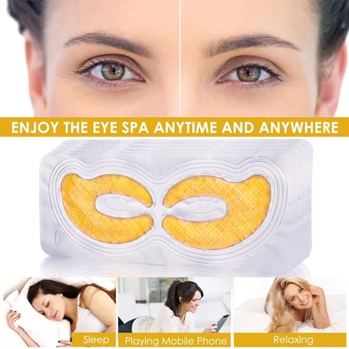 Gold Hydrogel Eye Patches, Collagen Crystal Under Eye Gel Mask Pads - Reduce Wrinkles,Puffy Eyes,Dark Circles,Undereye Bags - Eyes Contour Moisturizer Mask, Improve Skin Elasticity -5 Pairs