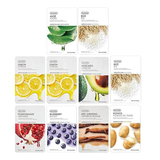 Anti-Aging Daily Glow Sheet Mask, Real Natural Sheet Mask for Glowing Skin & Hydration | Facial Mask with Serum | Korean Sheet Mask For Unisex (Pack of 10) (Assorted)