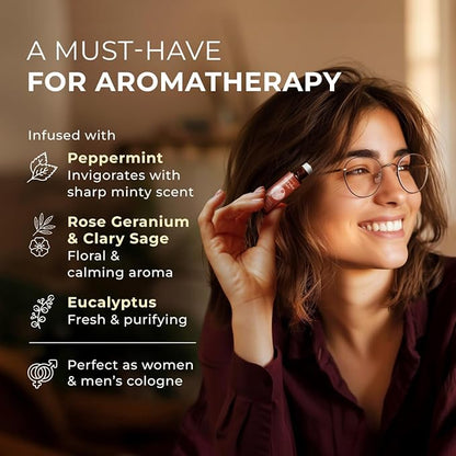 Gya Labs Focus Booster Essential Oil Roll on - Supports Sustained Sense of Focus for Studies & Tasks - 100% Pure Natural Aromatherapy Oil Roller, Geranium & Eucalyptus Blend, Travel Size (0.34 Fl Oz)