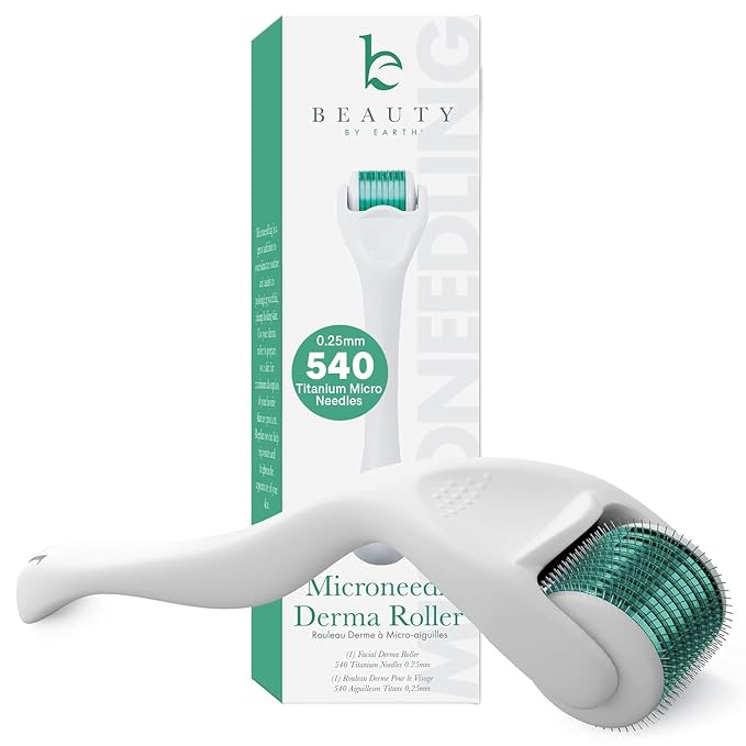 Derma Roller for Scalp, Beard & Face - Microneedling Roller with 540 Titanium 0.25mm Micro Needles, Microneedle Tool for Hair, Skincare Tools for Women & Men