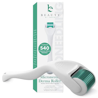 Derma Roller for Scalp, Beard & Face - Microneedling Roller with 540 Titanium 0.25mm Micro Needles, Microneedle Tool for Hair, Skincare Tools for Women & Men