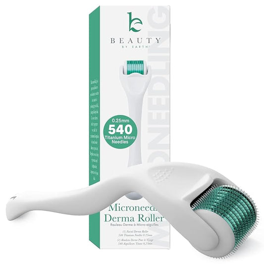 Derma Roller for Scalp, Beard & Face - Microneedling Roller with 540 Titanium 0.25mm Micro Needles, Microneedle Tool for Hair, Skincare Tools for Women & Men