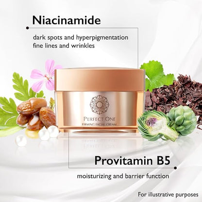 Perfect One Japanese Skincare Trio: Niacinamide, Collagen & Hyaluronic Acid Set - Firming Facial Cream, Firming Body Cream & Bubble Cream Wash for Hydration and Nourishment