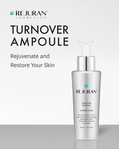 REJURAN® Turnover Ampoule, c-PDRN® – Original Salmon DNA PDRN Face Serum for Rejuvenation, Firming, Hydration & Youthful Glow, Refines Skin Texture. Korean Skincare (1.01 fl oz)