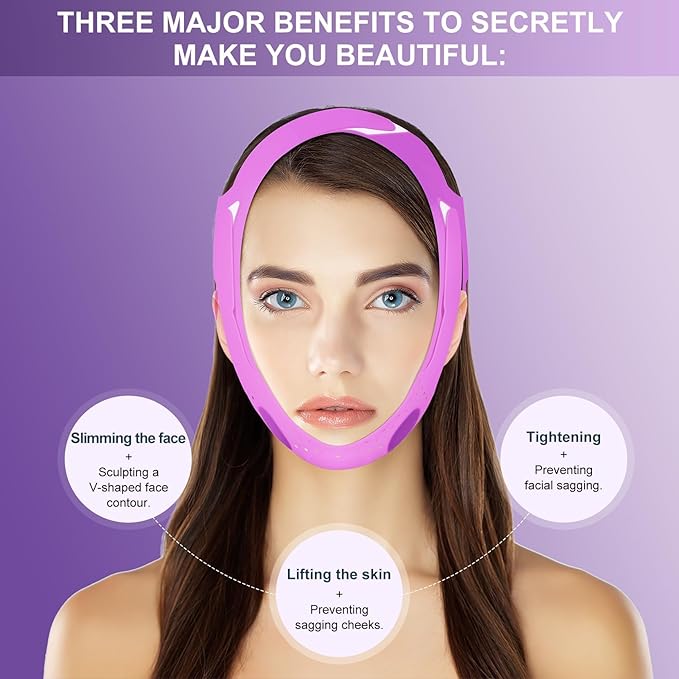 V-Line Mask Chin Up Mask V Shaped Face Mask Chin strap, Soft Silicone Chin Strap V Line Lifting Mask for Women,Jaw Exerciser