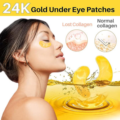 Gold Under Eye Patches - 30 Pairs Golden Glow Under Eye Patches for Dark Circles,Gold Moisturizing Eye Skin Mask for Women,Eye Dark Circles Masks for Bags and Wrinkles