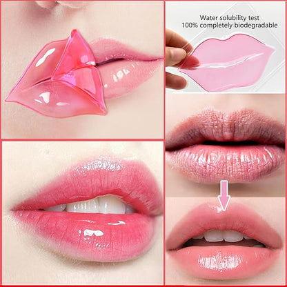 30 Pairs Lip Masks & 24K Gold Eye Masks, Crystal Collagen Eye Patches for Puffy Eyes, Moisturizing & Reduce Wrinkles, Lip Care & Under Eye Mask for Dark Circles and Puffiness