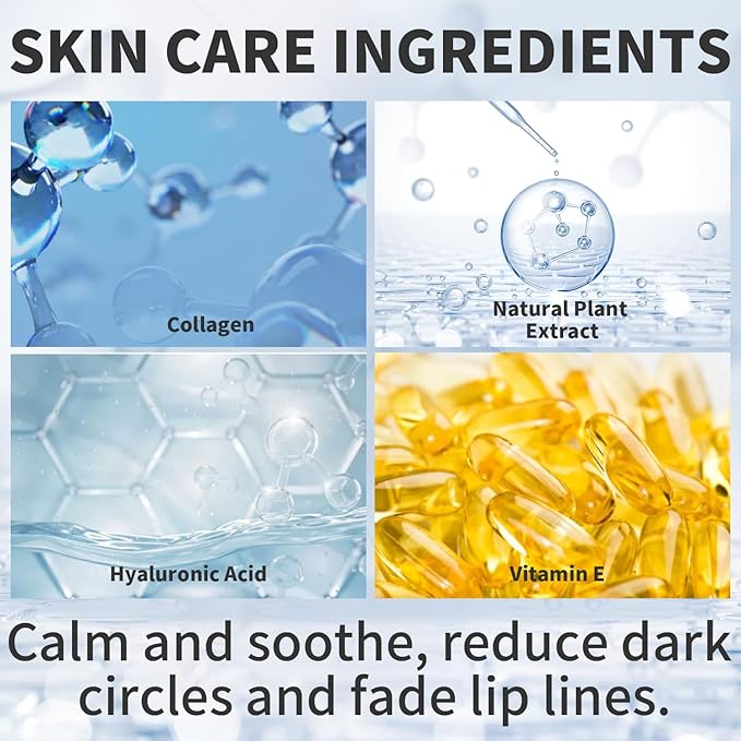 30 PCS Lip Mask Eye Mask Set Moisturizing Lip Mask for Dry Lips, 24K Gold Eye Patches for Puffy Eyes and Dark Circles