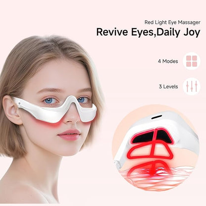 Under-Eye Red Light Therapy Device with Microcurren, 3D Contour Eye Massager for Dark Circles, Eye Bags & Wrinkles, Rechargeable Under Eye Treatment Device for Puffiness and Fine Lines