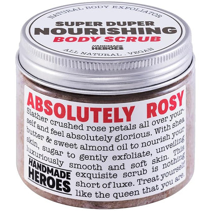 Rose Petal Scrub Foot & Body Exfoliator Infused with Vitamin E and Rose Natural Exfoliating Sugar Body Scrub for Toning Cellulite Skin Care by Handmade Heroes