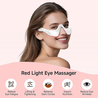 Under-Eye Red Light Therapy Device with Microcurren, 3D Contour Eye Massager for Dark Circles, Eye Bags & Wrinkles, Rechargeable Under Eye Treatment Device for Puffiness and Fine Lines