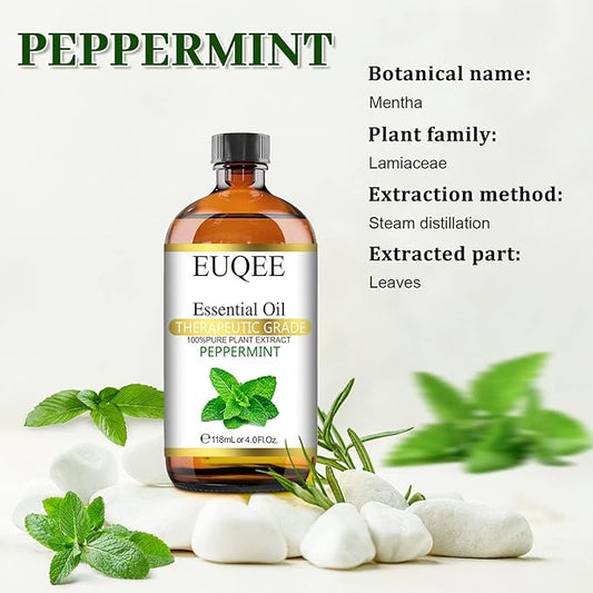 Peppermint Essential Oil 118 ml Pure Peppermint Oil with Glass Dropper for Aromatherapy, Diffuser, Soap Candle Making - 4Fl. Oz