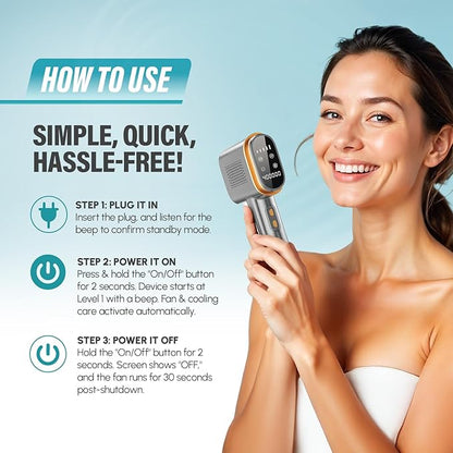 Herbishh IPL Laser Hair Removal Device, Painless Cooling Technology- 400,000 Flashes, Hair Removal Machine with 5 Intensity Levels, Skin Sensor & Dual Flash Modes- Manual & Auto, For Face & Body, Gray
