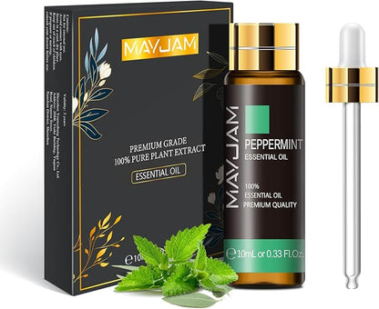 Peppermint Essential Oil, MAYJAM 10ML/0.33FL.OZ Premium Peppermint Oils for Soap Candle Making, Diffuser, Bedroom, Living Room, Office