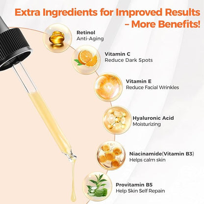 Retinol Serum for Face 2.5%, B5 Resurfacing Retinol Serum with Vitamin C, Vitamin E, Hyaluronic Acid, Niacinamide, Serum for Anti-Aging, Wrinkle Smoothing, Dark Spot Corrector, Brighten Dullness
