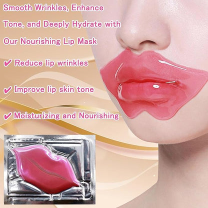 40 Pairs Eye Mask & Lip Mask, Moisturizing Lip Masks, 24K Gold Gel Crystal Collagen Under Eye Patches for Dark Circles, Wrinkles, Eye Bags and Fine Lines