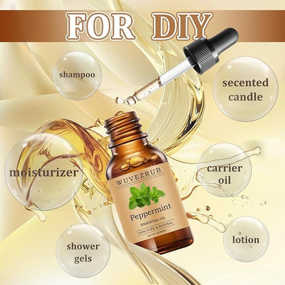 Peppermint Essential Oils 60ML, Pure Peppermint Essential Oil for Aromatherapy Diffuser - 2 Fl Oz