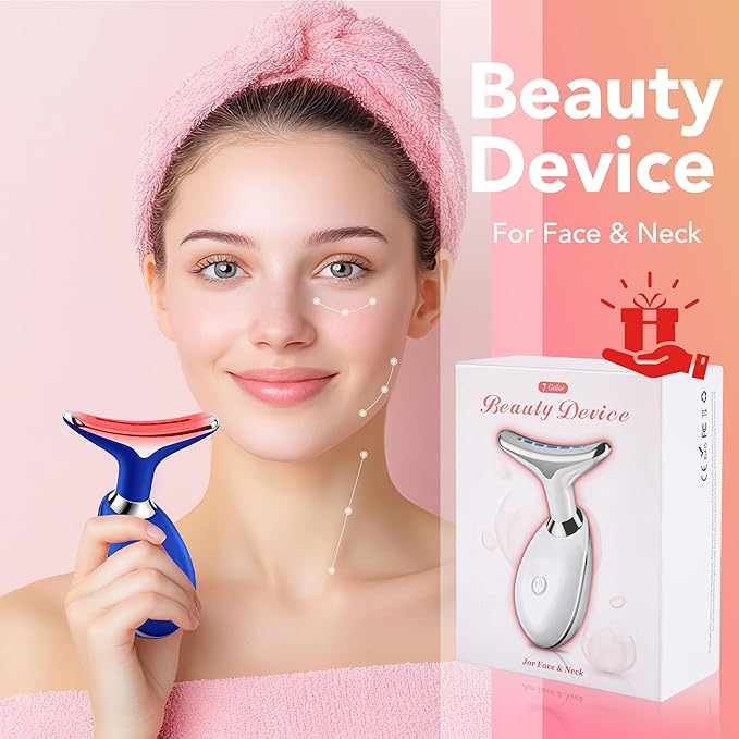 Red-Light-Therapy-for-Face, Facial Massager Wand with 7 Color - Birthday, Christmas, Mothers Day, Valentines Day, Self Care Gifts for Her Women Mom Best Friend Wife Teacher (Blue)