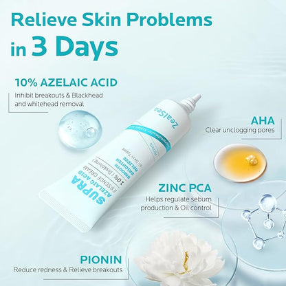 ZealSea Azelaic Acid 10% Facial Cream for Redness Relief Face Skin Care, Pimple Pigmentation Blackhead, Balance Excess Sebum, Clarify Skin, Soothe Irritation,1 Oz, Pack of 2