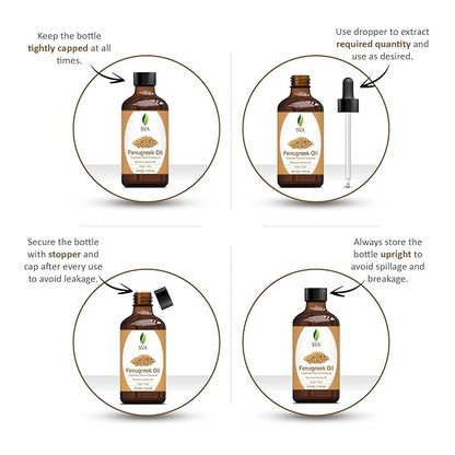 SVA Fenugreek Oil 4oz (118ml) Premium Carrier Oil with Dropper for Hair Care, Hair Oiling, Scalp Massage & Skin Care