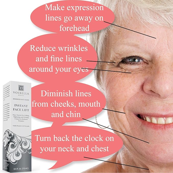 Instant Face Lift Cream Combo - Collagen Support, Revitalize Skin, Reduce The Appearance of Eye Bags and Fine Lines with Hydrating Serum, Instant Wrinkle Solution for Men and Women