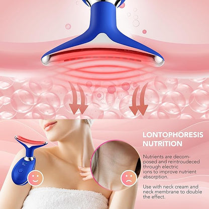 Red-Light-Therapy-for-Face, Facial Massager Wand with 7 Color - Birthday, Christmas, Mothers Day, Valentines Day, Self Care Gifts for Her Women Mom Best Friend Wife Teacher (Blue)