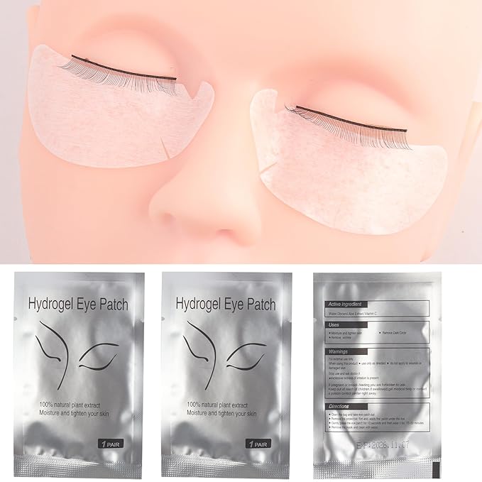 100 Pair V Shape Under Eye Gel Pads Hydrogel Eye Patches For Eyelash Extension, Lint Free Under Hydrogel Eye Mask Pads Lash Extension Supplies(Silver)