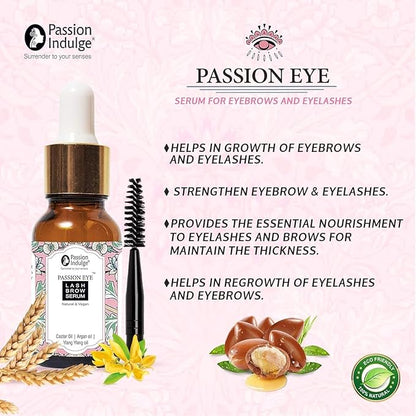 Eyelash Growth Serum | Organic Eyebrow Serum, Reduces thinning of lash & brow Infused with Castor Oil | Helps regrowth Naturally lash and brow and darkens lash and brow-10 ml