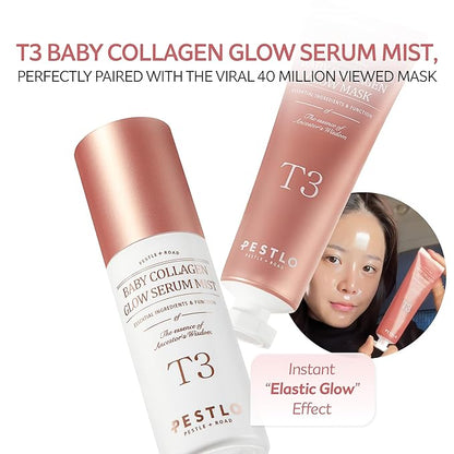 PESTLO T3 Baby Collagen Glow Serum Mist Spray for Korean Glass Skin with Vegan Collagen and Elastic Glow-Boosting Ingredients, 1.69 Fl Oz (50ml)