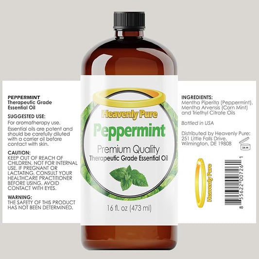 Peppermint Essential Oil (16 OZ Bulk) – Natural Sweet Mint Aroma – Peppermint Aromatherapy Oil