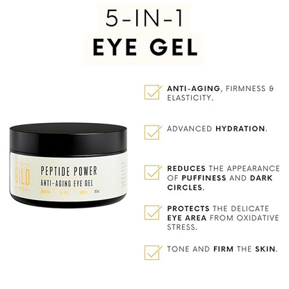 Peptide Power Anti-Aging Eye Gel For Men with Peptide Complex - Daily Wrinkle Creamy Gel - Line Smoothing For Wrinkles, Dark Circles & Puffiness 0.5oz