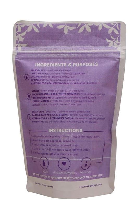 100% Natural - Indian Healing Facial Pack Mask for Acne Prone Skin - Gentle Pore Cleansing Mask for Smoother & Softer Skin - Promotes Collagen & Minimizes Discoloration