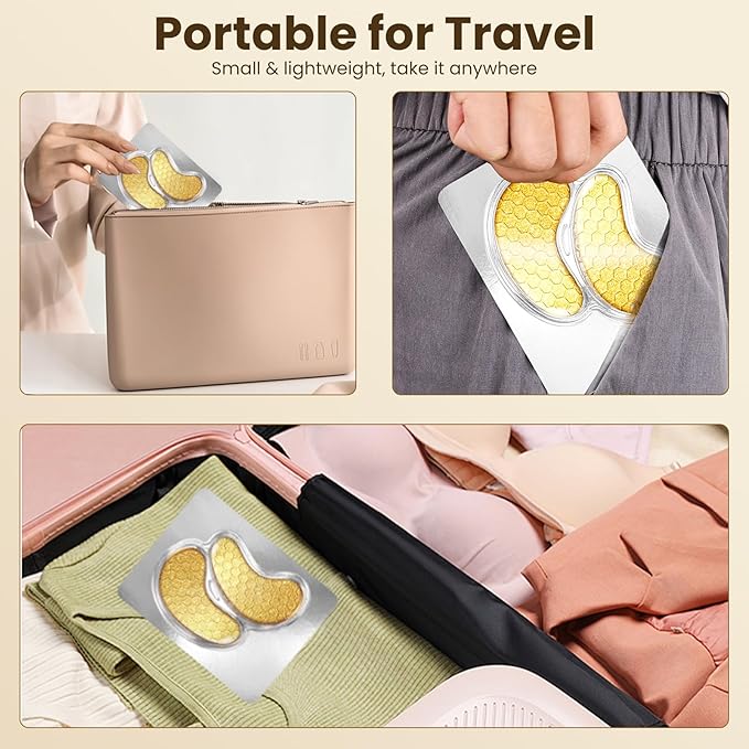 30 Pcs 24K Gold Under Eye Patches Kit, Collagen Golden Eye Mask for Puffy Eyes, Dark Circles, Women Travel Undereye Gel Pads for Puffiness Wrinkle, Men Cooling Hydrating Eye Skin Care