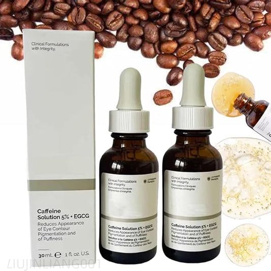 Two Pack Caffeine Solution 5% + EGCG, Depuffing Eye Serum for Dark Circles and Tired Eyes with Honey Hand Cream Bundle