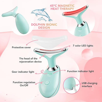 Red-Light-Therapy-for-Face, Facial Massager Wand with 7 Color - Birthday, Christmas, Mothers Day, Valentines Day, Self Care Gifts for Her Women Mom Best Friend Wife Teacher (Emerald Green)