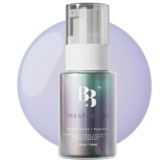 Bakuchiol Retinol Serum Alternative - Dream Moon Anti Aging Serum with Hyaluronic Acid, Schisandra, Peptides & Jojoba, Reduces Fine Lines & Wrinkles, Hydrating Face Moisturizer, All Skin Types, 1 oz