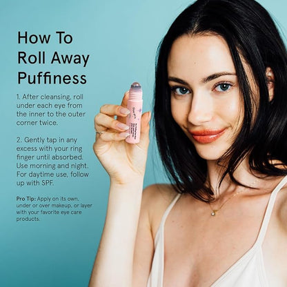 grace & stella Under Eye Brightener Roller - Travel Essentials - Retinol & Caffeine Eye Serum for Puffiness, Dark Circles, Wrinkles - Hydrating & Smoothing - Vegan Skincare (15ml / 0.51 fl oz)