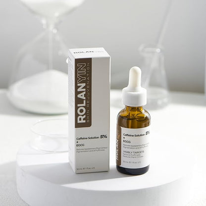 ROLANYIN Caffeine Solution 5% + EGCG Eye Serum and Niacinamide + Vitamin C Cream