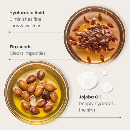 PLANTIFIQUE Superfood Under Eye Patches Dark Circle 12 Pairs and Jojoba Oil & Hyaluronic Acid Face Serum for Gua Sha Massage with Vitamin C, E Niacinamide for Glowing Skin