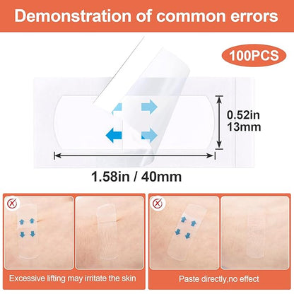 100 Pcs Face Lift Tape Invisible, Neck Tape Lifting Invisible, Neck Lift Tape, Facelift Tape for Face, Lifting Loose Sagging Skin, Eyes, Jowls, Double Chin