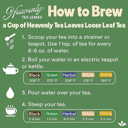 Heavenly Tea Leaves Organic Loose Leaf Herbal Tea Sampler (Approx. 90 Cups of Tea), 9 Naturally Caffeine Free Tisanes - Great Hot or Iced, Mother's Day Gifts for Mom, Health & Immune Support