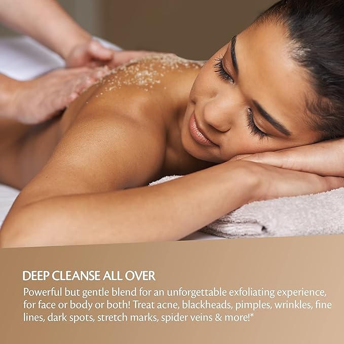 Brown Sugar Scrub Face Foot & Body Exfoliator Infused with Collagen and Stem Cell Exfoliating Salt Body Scrub for Toning Skin Cellulite Skin Care by M3 Naturals