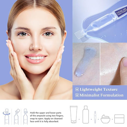 Copper Peptide Serum Ampoule for Face with Niacinamide & Hyaluronic Acid to Hydrate Skin, Reduce Wrinkles and Plump Skin,30 Ampoules