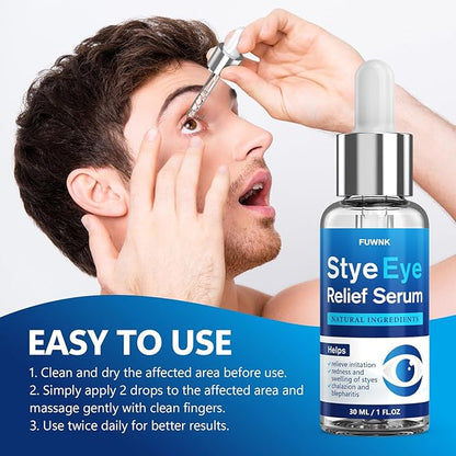 Stye Eye Treatment Serum, Eye Stye Remover for Chalazion, Blepharitis & Stye Removal, Natural Stye Eye Drops, Safe & Fast Relief, 30ml