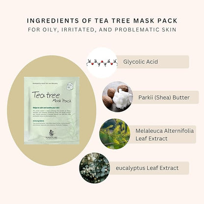 10 Bundle and Tea Tree Korean Face Sheet Mask- Soothing, Hydrating, Calming Skin Care for All Skin Types (15Pack)