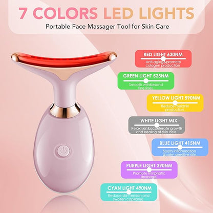 Red-Light-Therapy-for-Face, Facial Massager Wand with 7 Color - Birthday, Christmas, Mothers Day, Valentines Day, Self Care Gifts for Her Women Mom Best Friend Wife Teacher (Rose Gold)