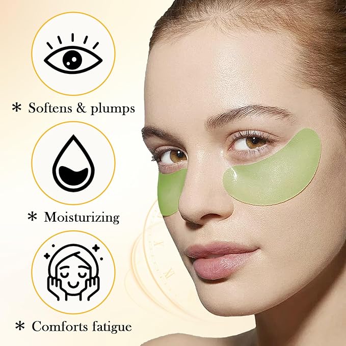Avocado Golden Under Eye Mask Skincare 60 Pairs Set, Moisturizing Non-greasy Under Eye Patches for Women and Men, Travel Size Long Lasting Refreshing Eye Skin Care Gels Pads Gifts Set