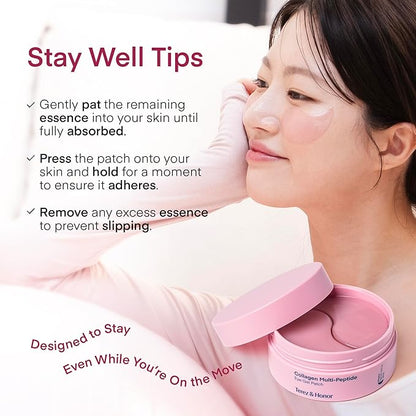 Peptide Collagen Under Eye Patches: Hydrogel Mask for Puffy Eyes Dark Circles Wrinkles Undereye Bags Fine Lines & Smile Lines - Korean Skin Care Deep Hydrating & Firming Eye Treatment, 30 Pairs